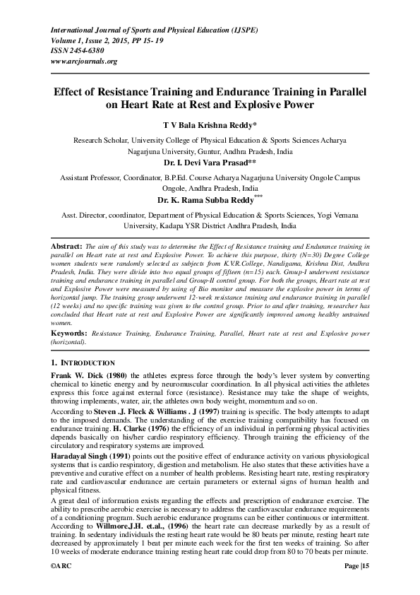 (PDF) Effect of Resistance Training and Endurance Training in Series ...