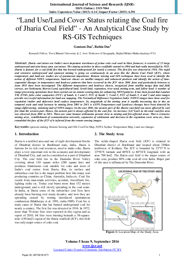 (PDF) “Land Use/Land Cover Status relating the Coal fire of Jharia Coal ...