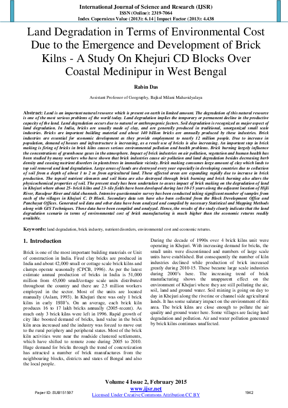 (PDF) Land Degradation in Terms of Environmental Cost Due to the