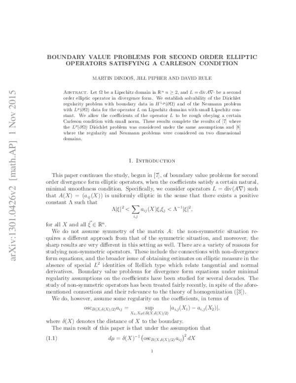 (PDF) The Boundary value problems for second order elliptic