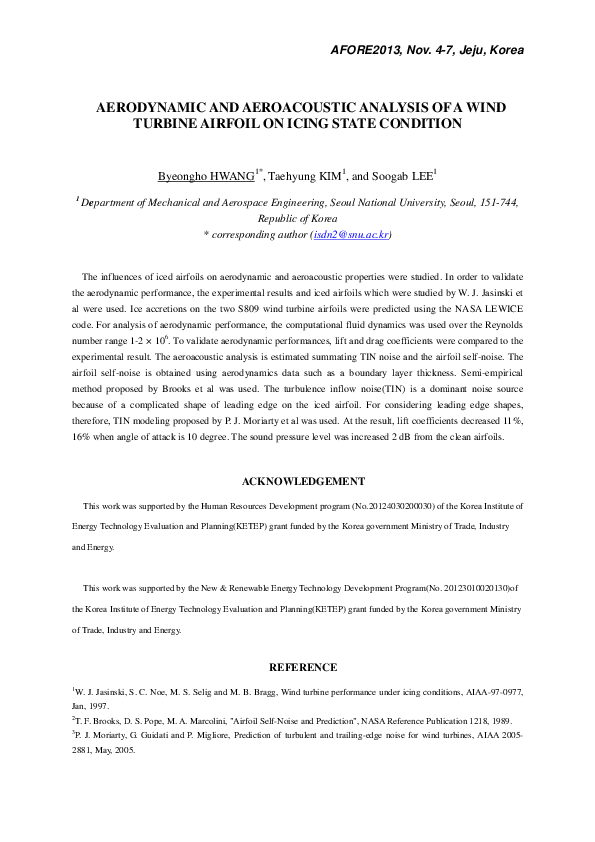 (PDF) Aerodynamic and Aeroacoustic Analysis of a Wind Turbine Airfoil ...