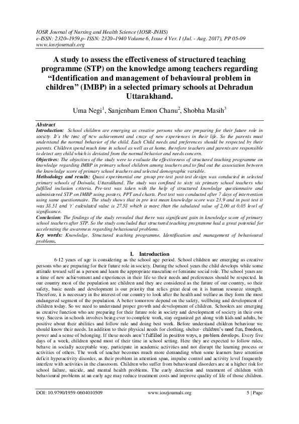 (PDF) A study to assess the effectiveness of structured teaching ...