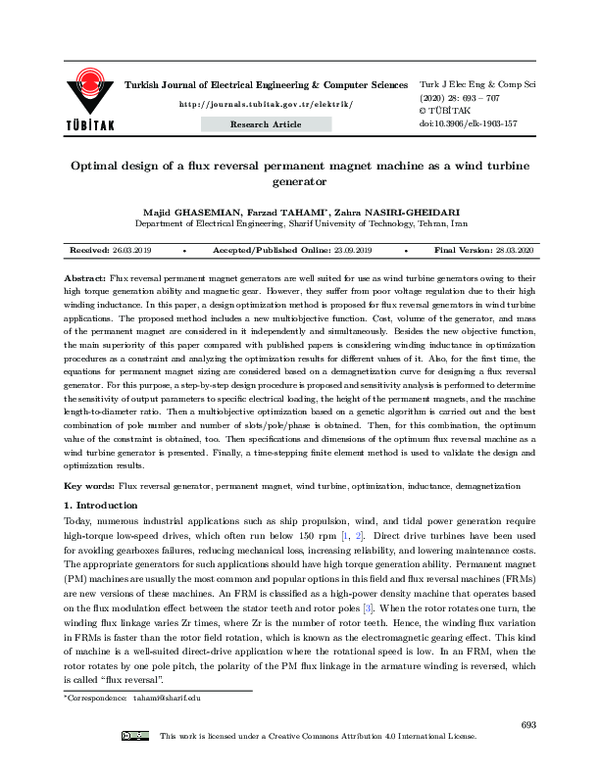 (PDF) Optimal design of a flux reversal permanent magnet machine as a ...