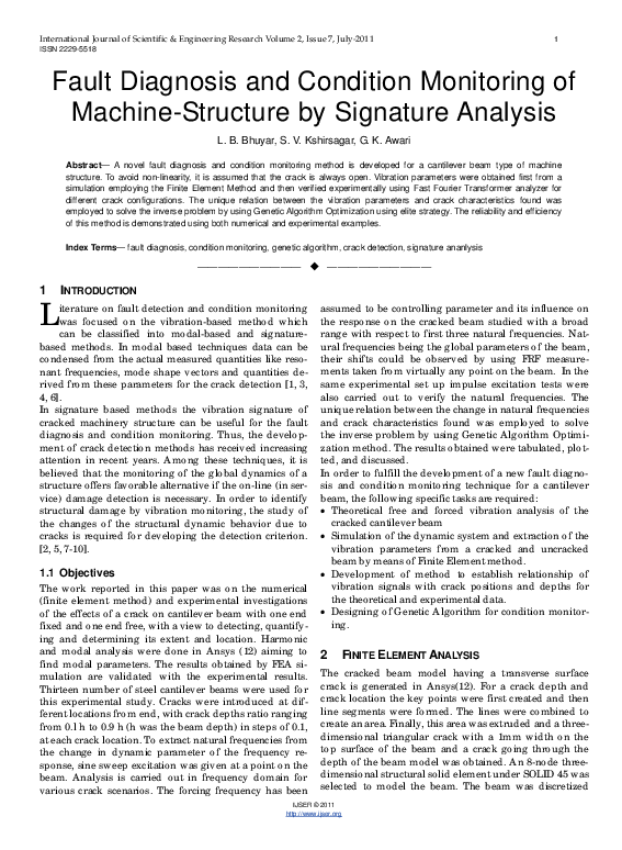 (PDF) Fault Diagnosis and Condition Monitoring of Machine-Structure by ...
