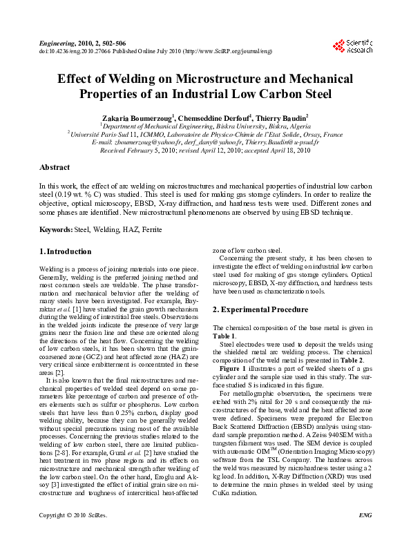 (PDF) Effect of Welding on Microstructure and Mechanical Properties of ...