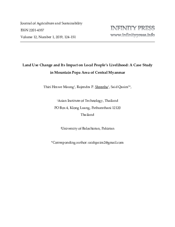 (PDF) Land Use Change and Its Impact on Local People’s Livelihood: A ...