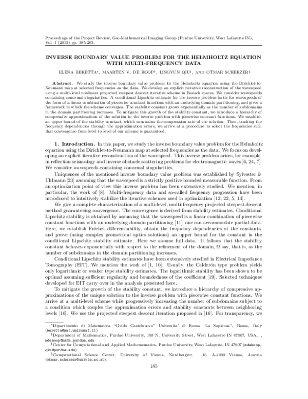(PDF) Inverse Boundary Value Problem for the Helmholtz Equation with ...