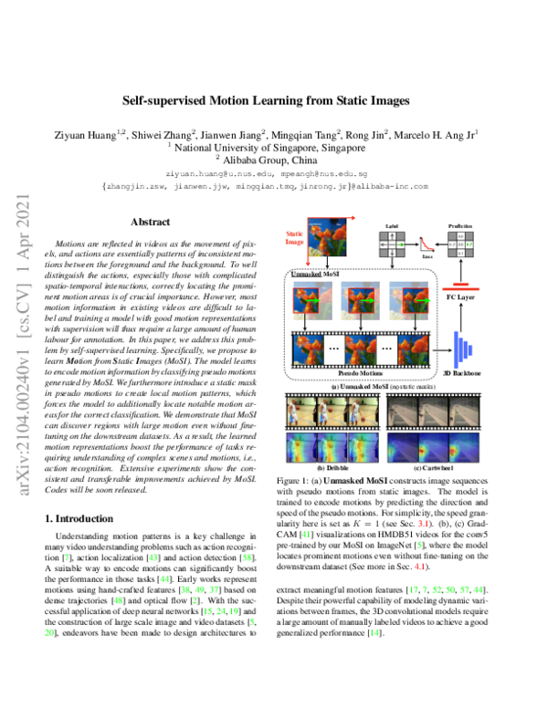 (PDF) Self-supervised Motion Learning from Static Images