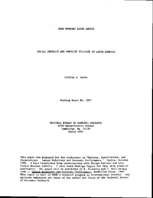 (PDF) Social conflict and populist policies in Latin America