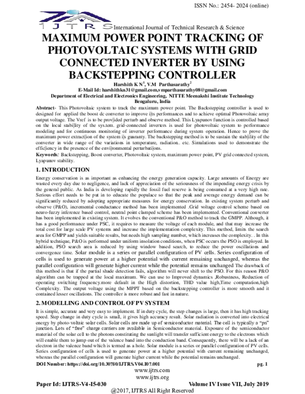 (PDF) Maximum Power Point Tracking of Photovoltaic Systems for Rural ...