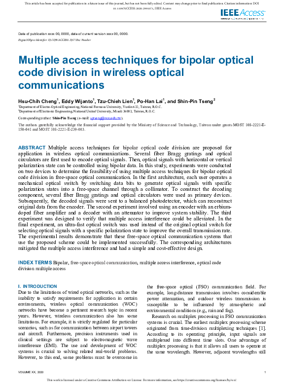 (PDF) Multiple access techniques for bipolar optical code division in ...