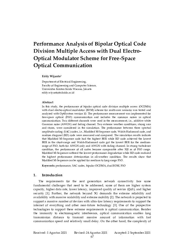 (PDF) Performance Analysis of Bipolar Optical Code Division Multiple ...