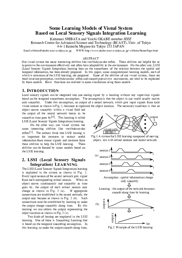 (PDF) Some Learning Models of Visual System Based on Local Sensory ...