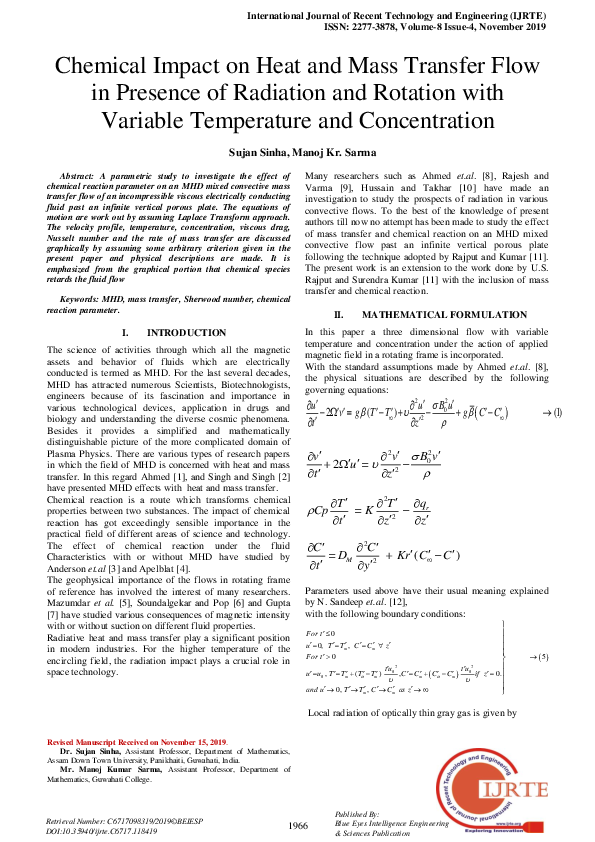 (PDF) Chemical Impact on Heat and Mass Transfer Flow in Presence of ...