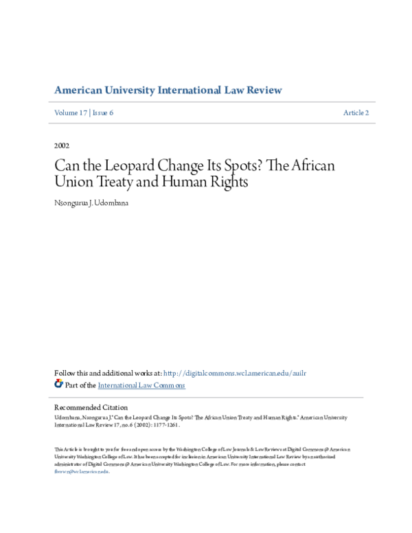 (PDF) Can the Leopard Change Its Spots? The African Union Treaty and ...