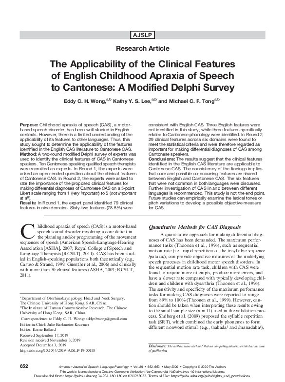 (PDF) The Applicability of the Clinical Features of English Childhood ...