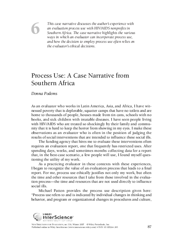 (PDF) Process use: A case narrative from Southern Africa