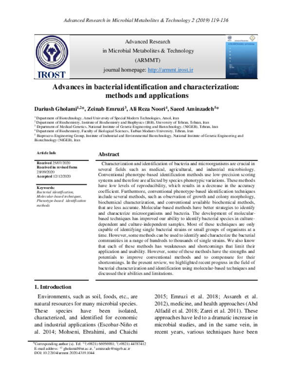 (PDF) Advances in bacterial identification and characterization ...