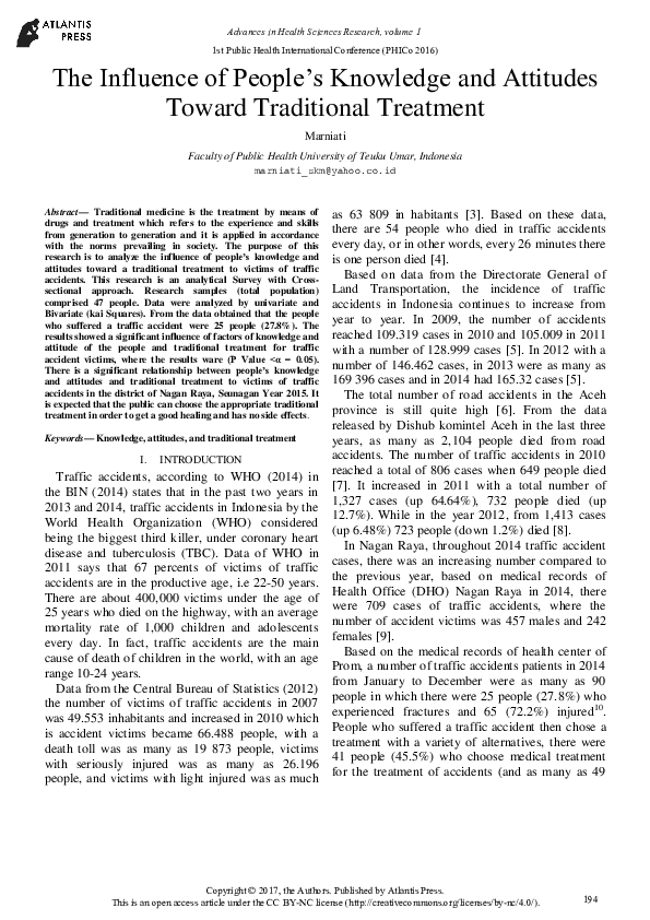 (PDF) The Influence of People's Knowledge and Attitudes Toward ...