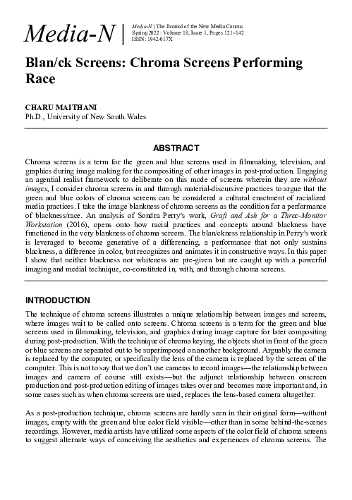 (PDF) Blan/ck Screens: Chroma Screens Performing Race