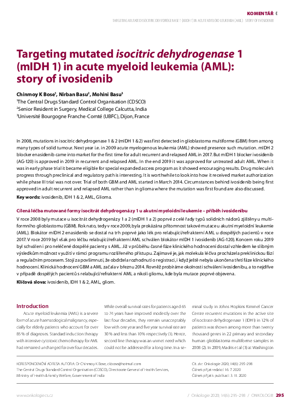 (PDF) Targeting Mutated Isocitric Dehydrogenase 1 (mIDH 1) in Acute ...