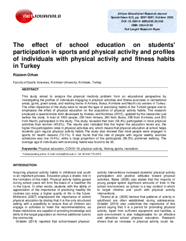 (PDF) The effect of school education on students' participation in ...