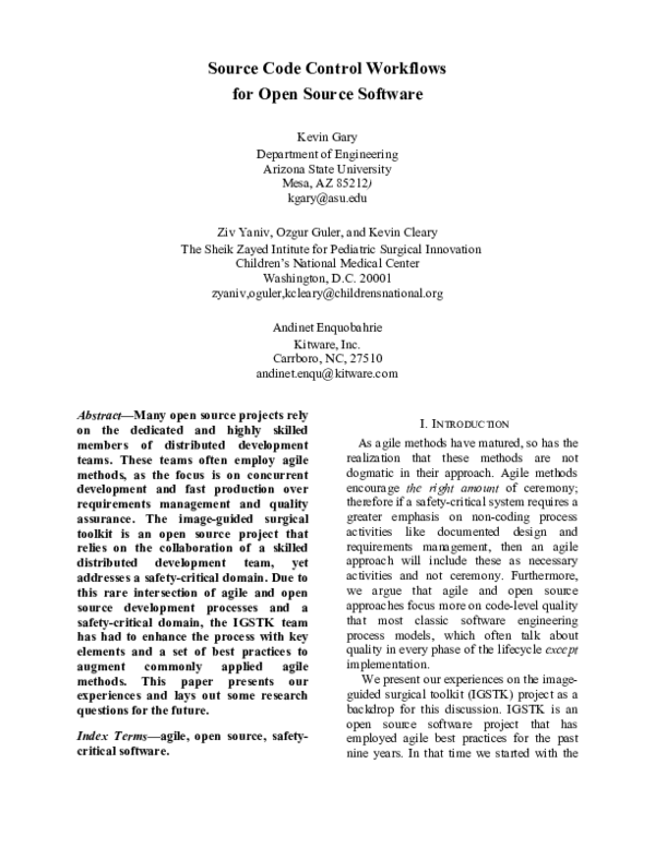 (PDF) Source Code Control Workflows for Open Source Software