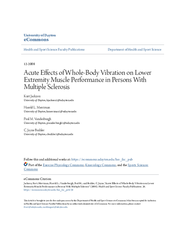 (PDF) Acute Effects of Whole-Body Vibration on Lower Extremity Muscle ...