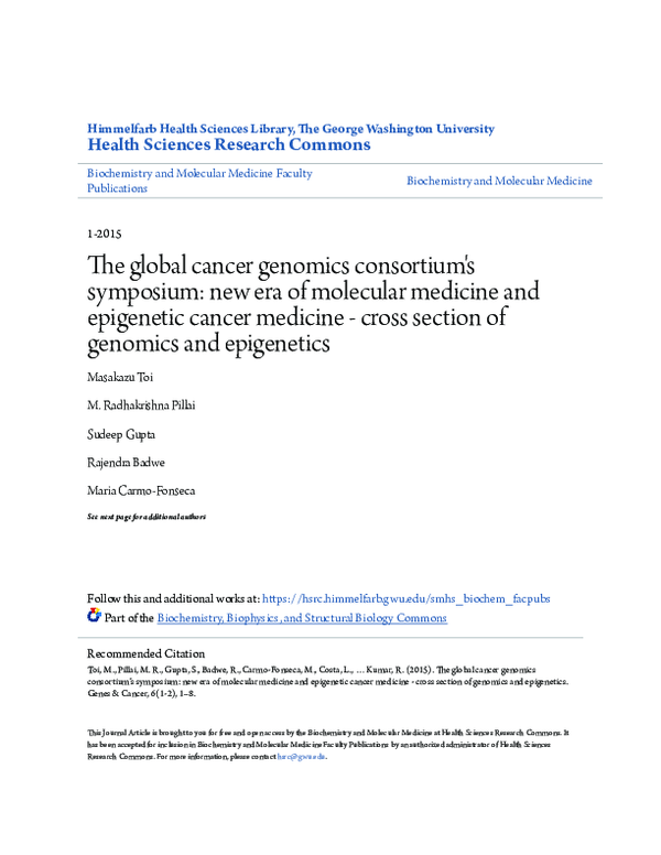 (PDF) The global cancer genomics consortium's symposium: new era of ...