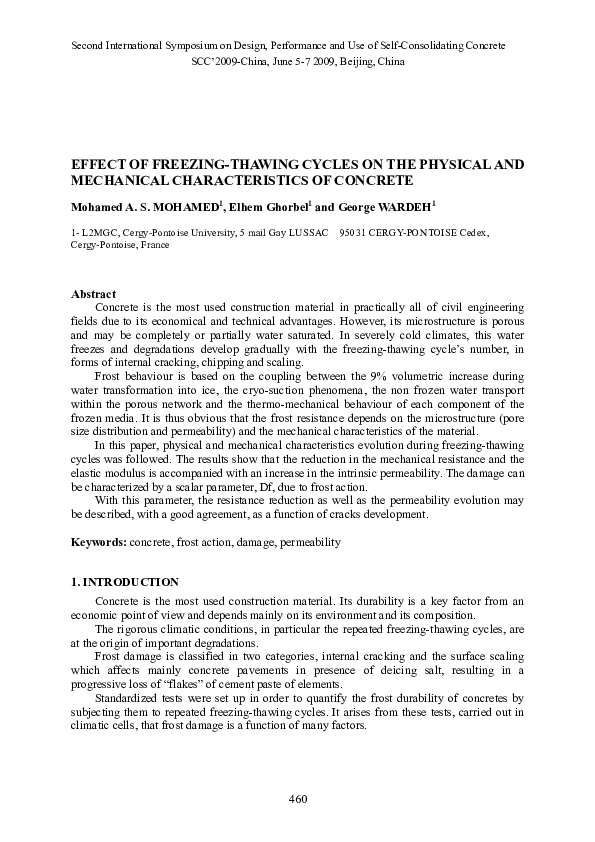 (PDF) Effect of Freezing-Thawing Cycles on the Physical and Mechanical ...
