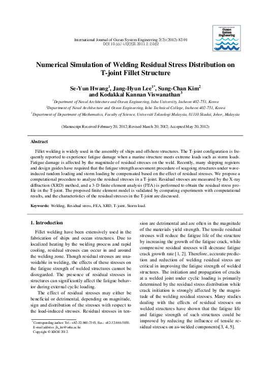 (PDF) Numerical Simulation of Welding Residual Stress Distribution on T ...