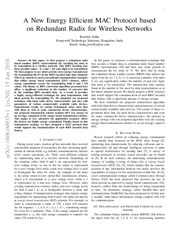 (PDF) A New Energy Efficient MAC Protocol based on Redundant Radix for ...