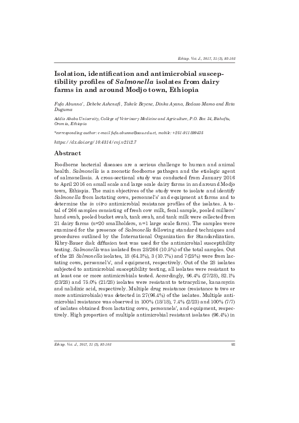 (PDF) Isolation, identification and antimicrobial susceptibility ...