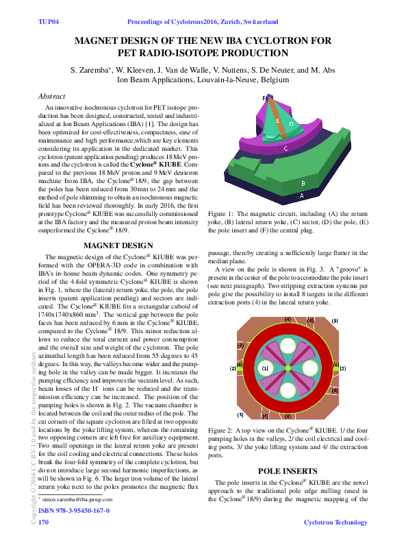 (PDF) Magnet Design of the New IBA Cyclotron for PET Radio-isotope ...