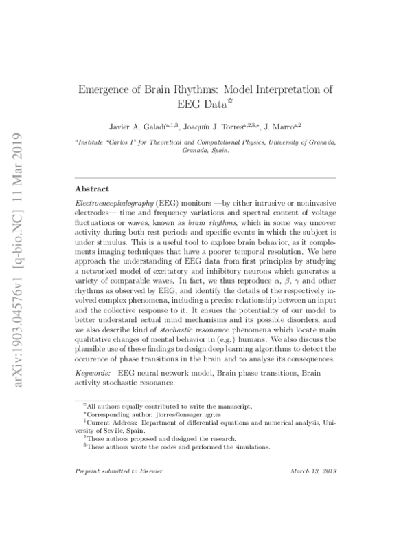 (PDF) Emergence of Brain Rhythms: Model Interpretation of EEG Data
