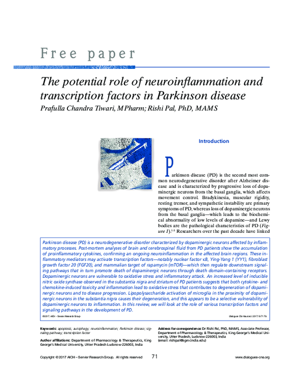 (PDF) The potential role of neuroinflammation and transcription factors ...