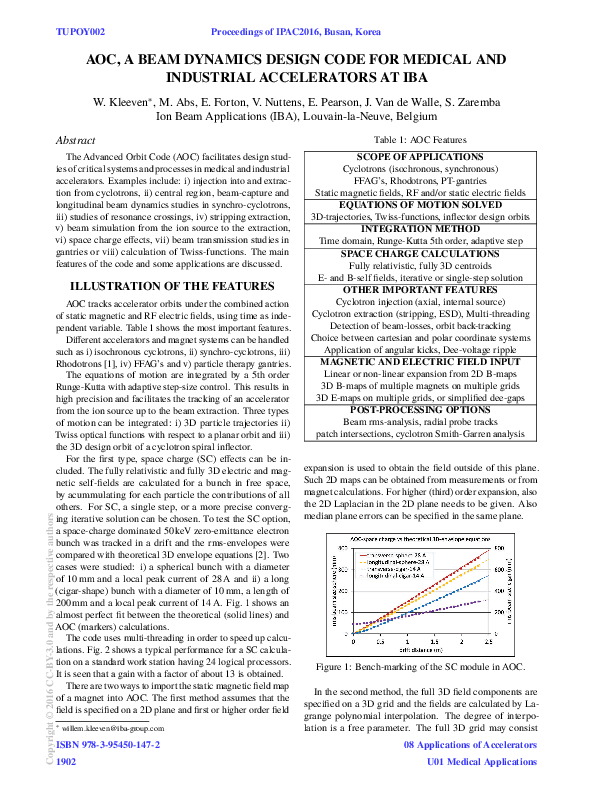 (PDF) AOC, A Beam Dynamics Design Code for Medical and Industrial ...
