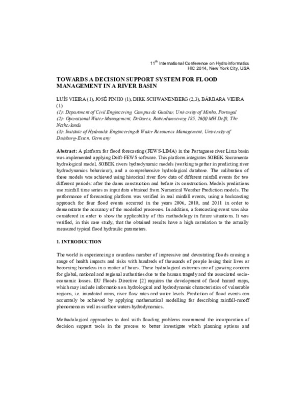 (PDF) Towards a decision support system for flood management in a river ...