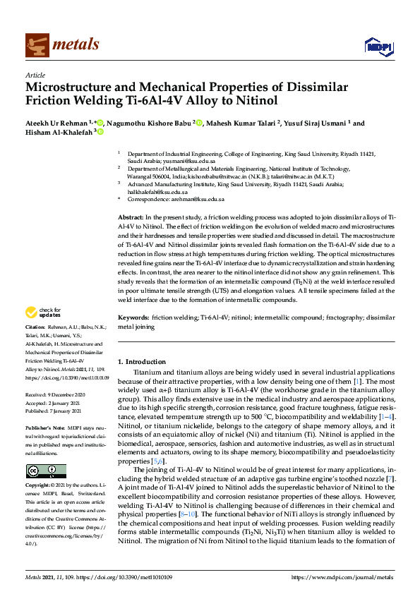 (PDF) Microstructure and Mechanical Properties of Dissimilar Friction ...