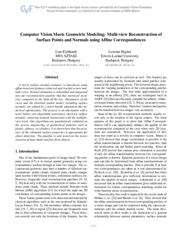 (PDF) Computer Vision Meets Geometric Modeling Multiview