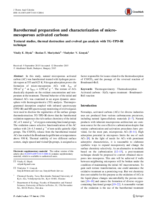 (PDF) Barothermal preparation and characterization of micro-mesoporous ...