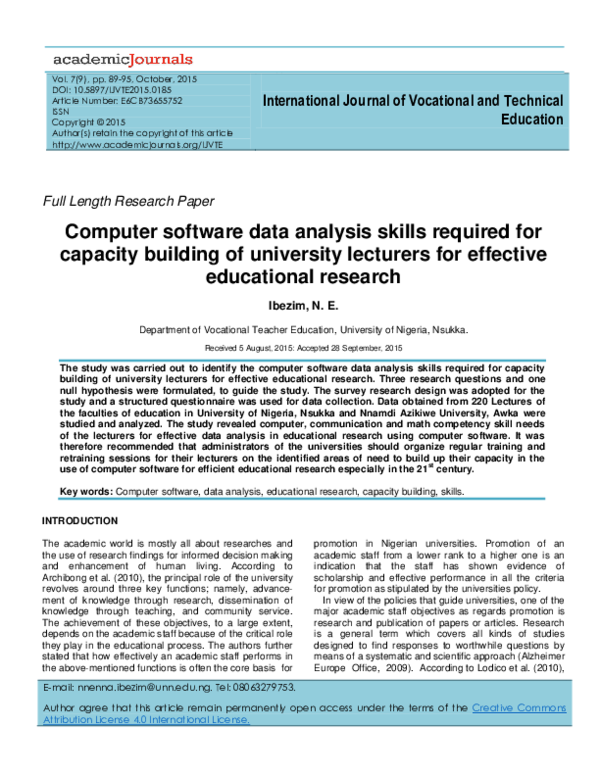 (PDF) Computer software data analysis skills required for capacity ...