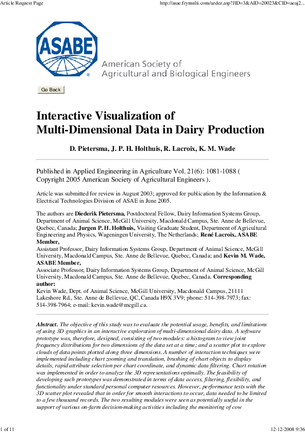 (PDF) Interactive Visualization of Multi-Dimensional Data in Dairy ...