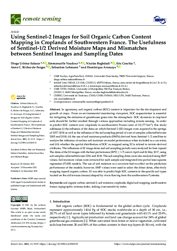 (PDF) Using Sentinel-2 Images for Soil Organic Carbon Content Mapping ...