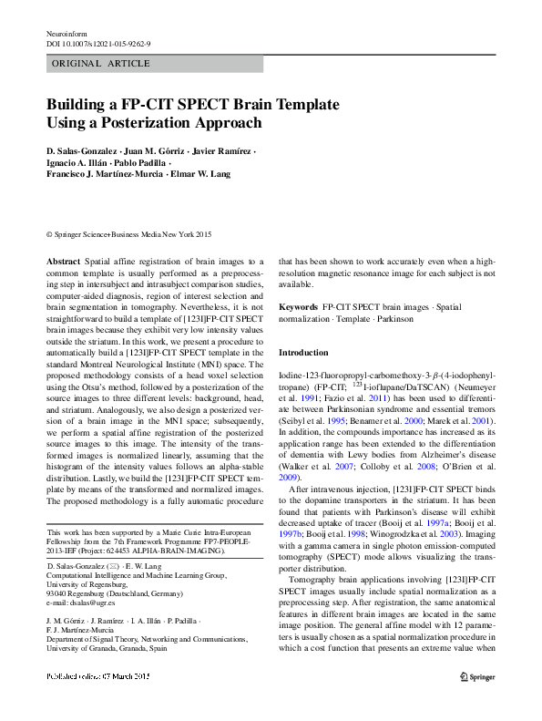 (PDF) Building a FP-CIT SPECT Brain Template Using a Posterization Approach