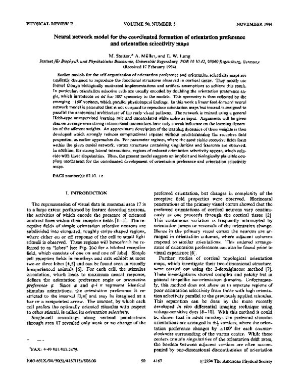 (PDF) Neural network model for the coordinated formation of orientation ...