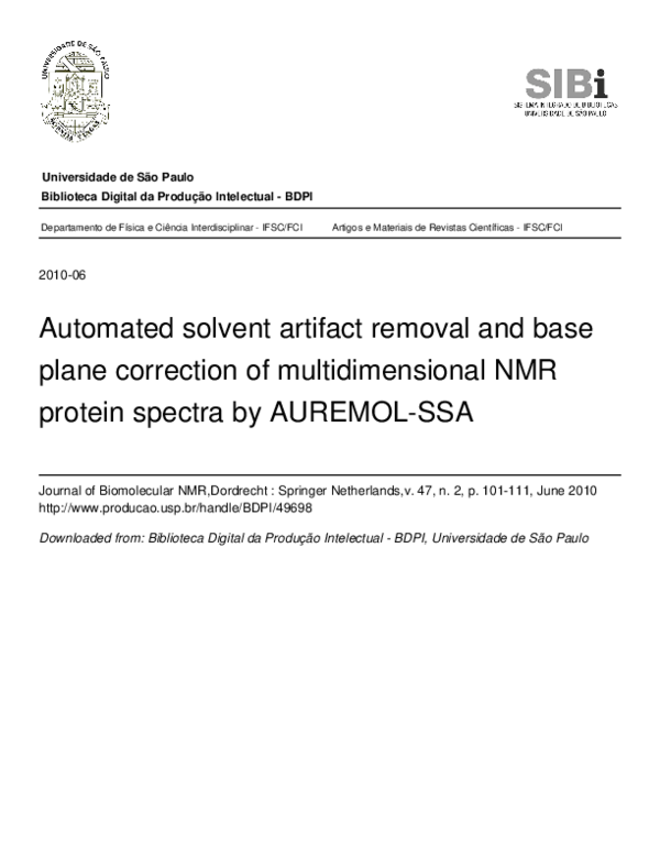 (PDF) Automated solvent artifact removal and base plane correction of ...