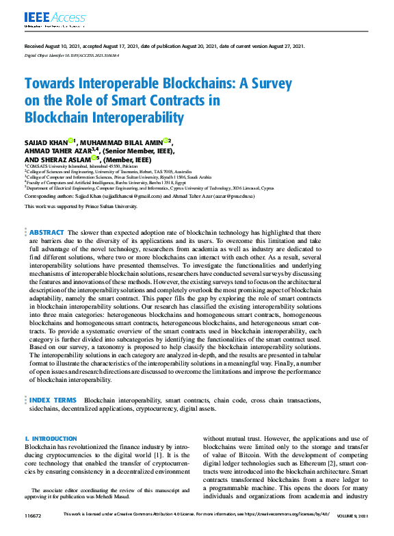 (PDF) Towards Interoperable Blockchains: A Survey on the Role of Smart ...