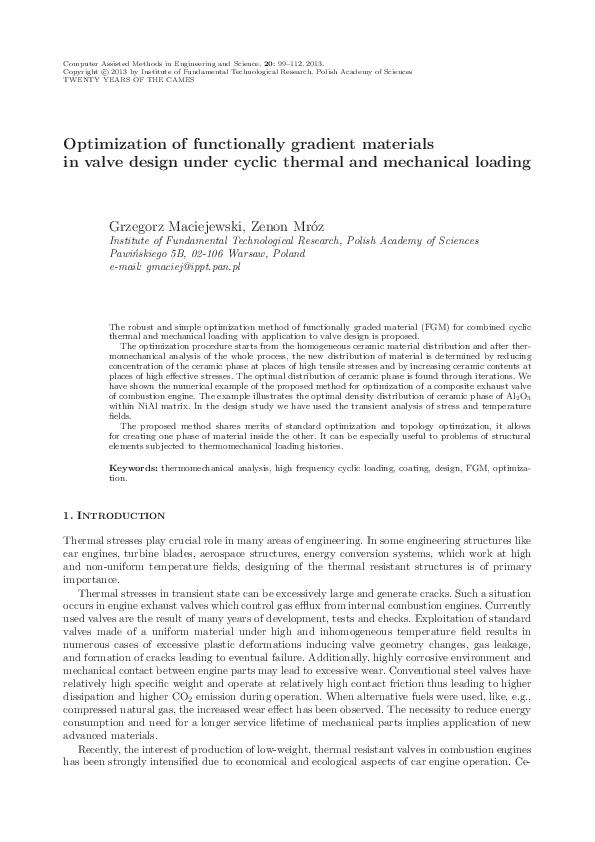 (PDF) Optimization of functionally gradient materials in valve design ...