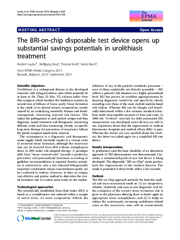 (PDF) The BRI-on-chip disposable test device opens up substantial ...